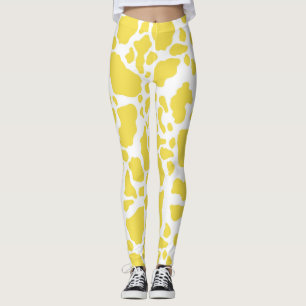 Leggings Motif Poster de animal des points de vache jaune
