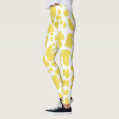 Leggings Motif Poster de animal des points de vache jaune (Gauche)