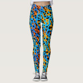 Leggings Motif Poster de animal moderne Blue Orange (Devant)