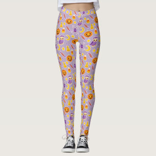 Leggings Motif pourpre élégant et mignon de Halloween