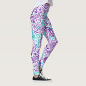 Leggings Motif pourpre turquoise et blanc paisley (Droite)