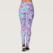 Leggings Motif pourpre turquoise et blanc paisley (Dos)
