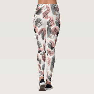Leggings Motif prismatique arbre patchwork gris rose atomiq