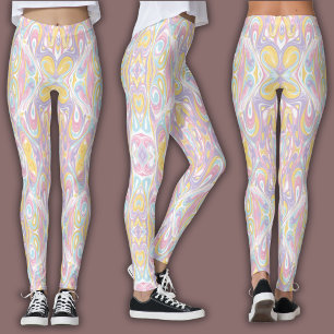 Leggings Motif Psychédélique Pastel Marbre Liquide Groovy