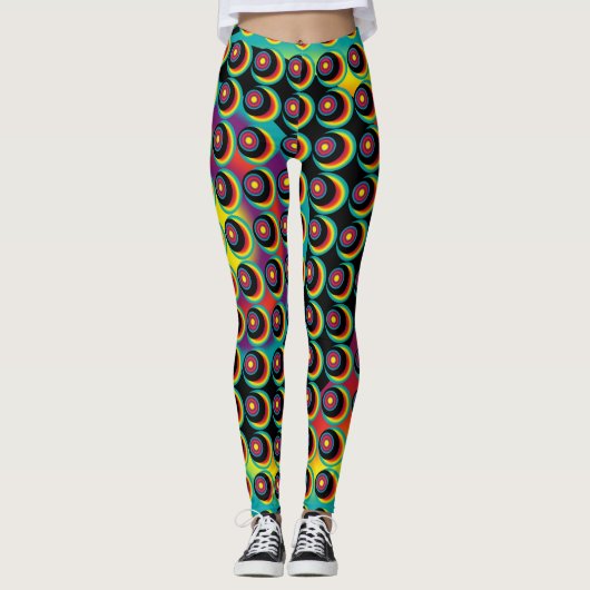 Leggings Motif psychédélique rétro (Devant)