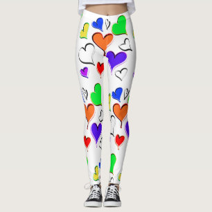 Leggings Motif Rainbow Hearts