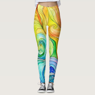 Leggings Motif Rainbow Swirl