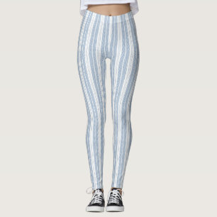 Leggings Motif rayé à chevrons bleu doux et fougère