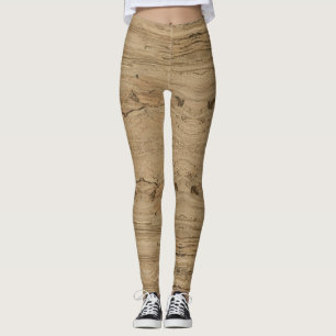 Leggings Motif rayé de grain en bois Brown unique
