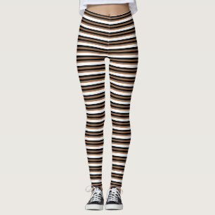 Leggings Motif rayé de rayures de brun horizontal de noir