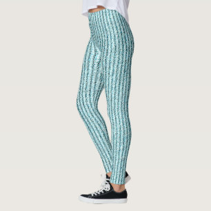 Leggings Motif rayé en corduroy aqua décontracté