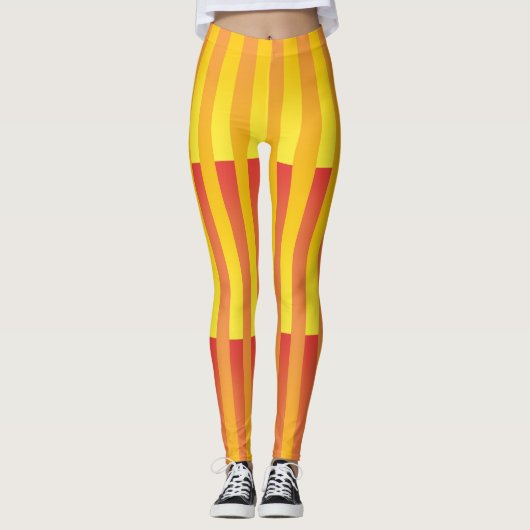Leggings Motif rayé orange jaune (Devant)