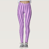 Leggings Motif rayé rose et orchidée violet (Devant)