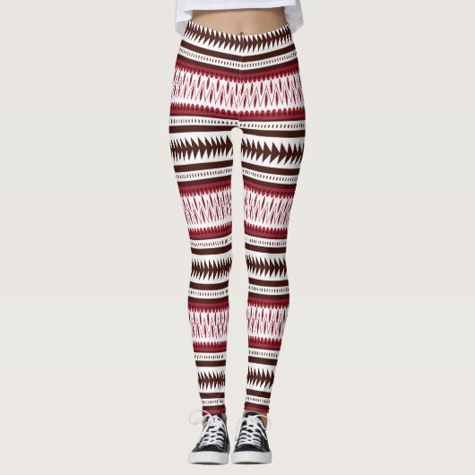 Leggings motif rayé rouge et blanc (Devant)