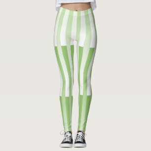 Leggings Motif rayé vert blanc