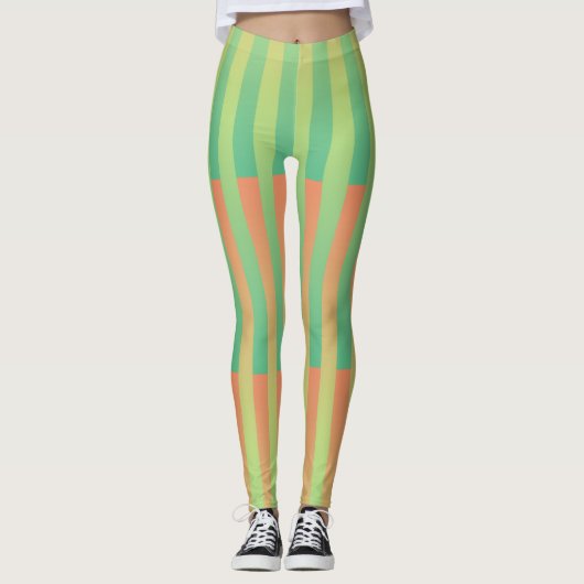 Leggings Motif rayé vert orange (Devant)