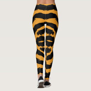 Leggings Motif rayure de tigre gras noir orange peau d'anim