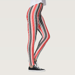 Leggings Motif rayures rouges noires et blanches