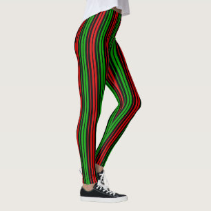 Leggings Motif rayures vertes rouges noires