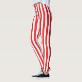 Leggings Motif rayures verticales rouges et blanches classi (Gauche)