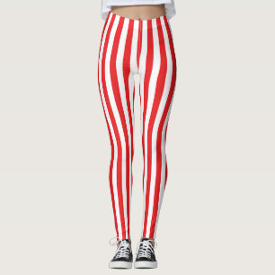 Leggings Motif rayures verticales rouges et blanches classi