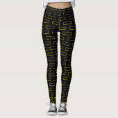 Leggings Motif Rectangle Jaune Mode (Devant)