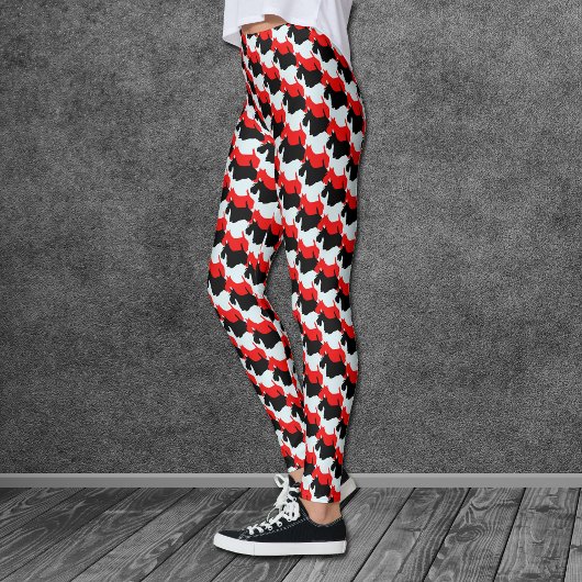 Leggings Motif Red Black Scottie Chien