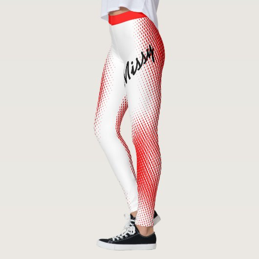 Leggings Motif Red Dot avec votre nom sur WHITE (Gauche)
