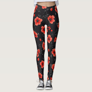 Leggings Motif Red Poppy