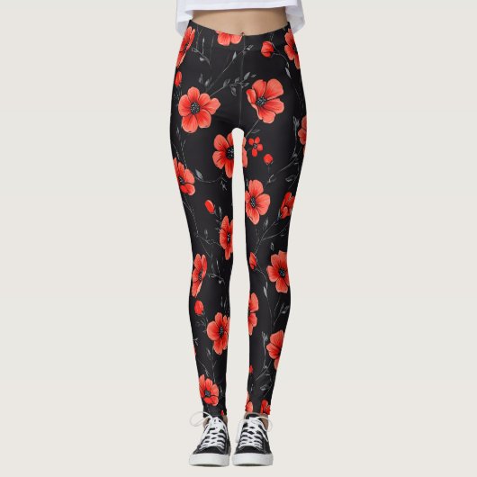 Leggings Motif Red Poppy (Devant)
