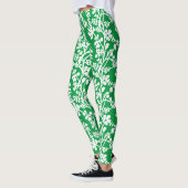 Leggings Motif Répétant Botanique Vert Et Blanc (Gauche)