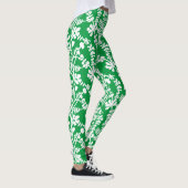 Leggings Motif Répétant Botanique Vert Et Blanc (Droite)