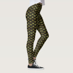 Leggings Motif rétro Art Déco de Coquille de Saint-Jacques<br><div class="desc">Ces leggings rétro de classe sont dignes du Jazz Age des années 1920 avec un motif en coquille de pétoncle en faux or et noir. Ce motif d'inspiration Art déco vous fera remonter les années folles.</div>