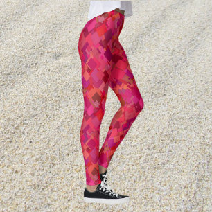 Leggings Motif rétro branché Hot Pink