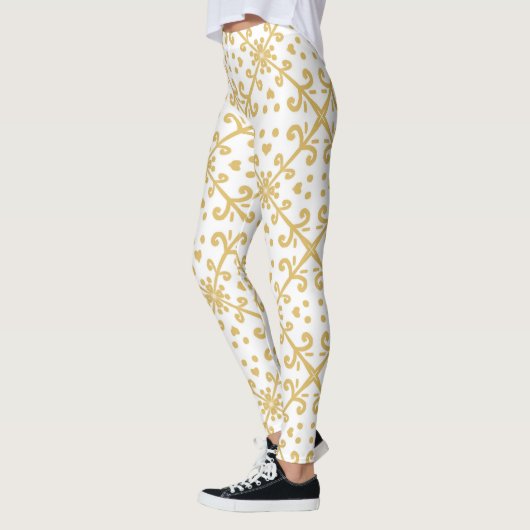 Leggings Motif rétro or et blanc (Gauche)