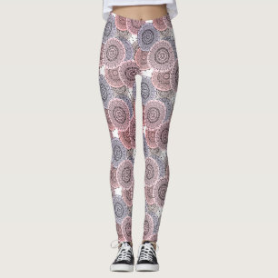 Leggings Motif rétro, rétro, beige, gris élégant