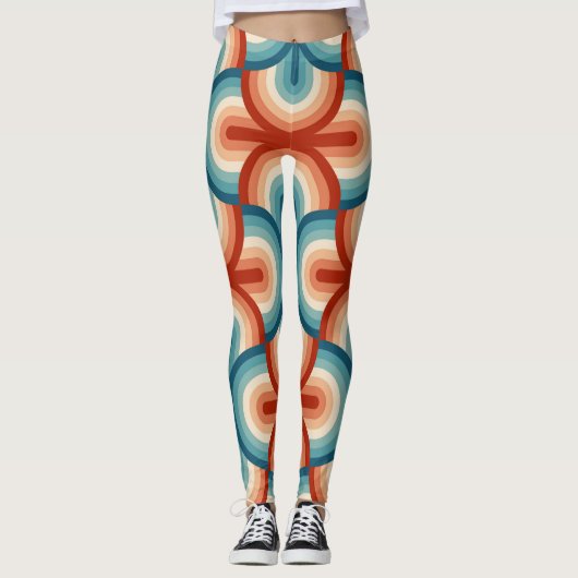 Leggings Motif Retro Summer Rainbow Stripes (Devant)