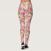Leggings Motif rose d'aquarelle rose (Dos)