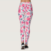 Leggings Motif Rose d'aquarelle rose (Dos)