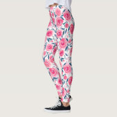 Leggings Motif Rose d'aquarelle rose (Gauche)