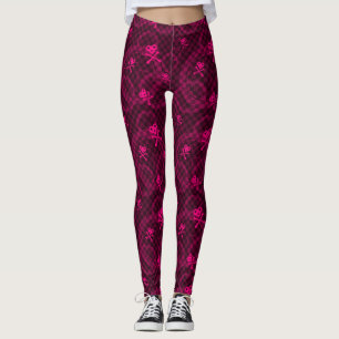 Leggings Motif rose d'Emo avec des cercles