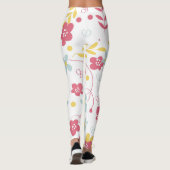 Leggings Motif rose, doré et bleu clair (Dos)