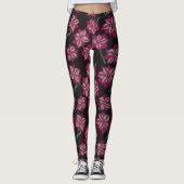 Leggings Motif rose et blanc de dahlia (Devant)