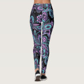 Leggings Motif Rose Et Bleu Paisley (Dos)