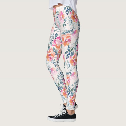Leggings Motif rose et Turquoise (Gauche)