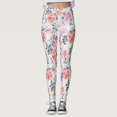 Leggings Motif rose et Turquoise (Devant)