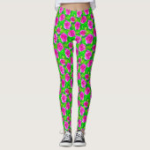 Leggings Motif Rose Fuchsia Pink (Devant)
