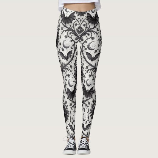 Leggings Motif Rose Gothique Foncé (3) (Devant)