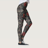 Leggings Motif Rose Gothique Foncé (4) (Droite)
