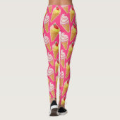 Leggings Motif rose Kawaii avec crème glacée aux fraises (Dos)
